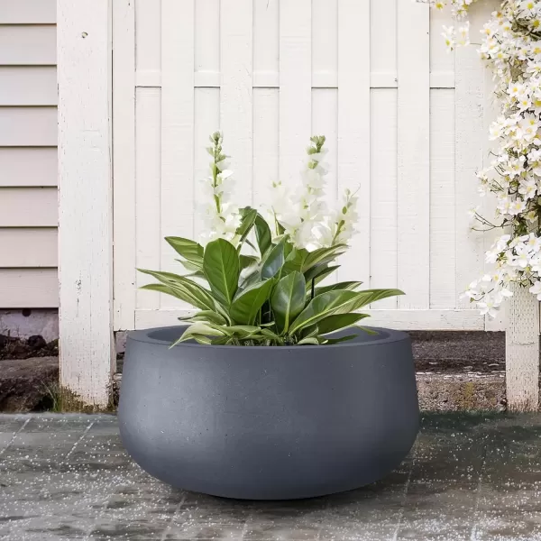 imageKante 196quot157quot118quot Dia Round Concrete Planters Set of 3 Outdoor Indoor Garden Plant Pots with Drainage Hole and Rubber Plug Modern Curvaceous Design Pure WhiteCharcoal