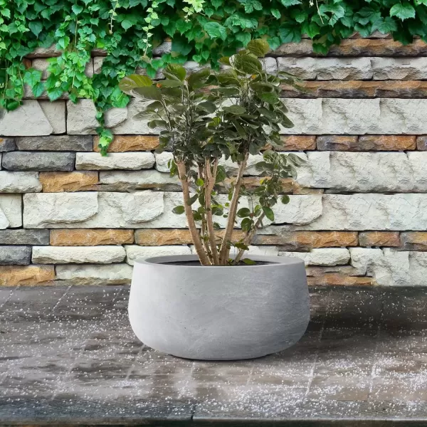 imageKante 196quot157quot118quot Dia Round Concrete Planters Set of 3 Outdoor Indoor Garden Plant Pots with Drainage Hole and Rubber Plug Modern Curvaceous Design Pure WhiteSlate Gray