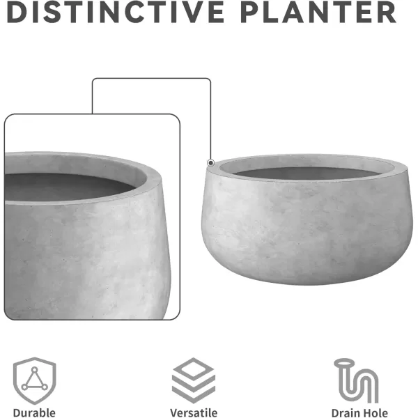 imageKante 196quot157quot118quot Dia Round Concrete Planters Set of 3 Outdoor Indoor Garden Plant Pots with Drainage Hole and Rubber Plug Modern Curvaceous Design Pure WhiteNatural Concrete