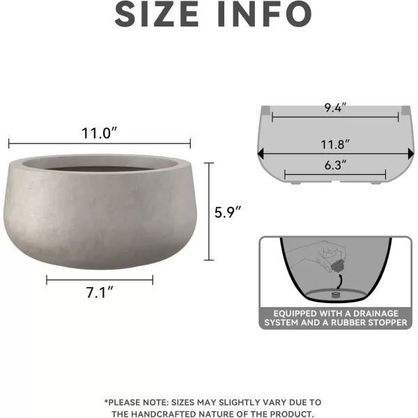 imageKante 196quot157quot118quot Dia Round Concrete Planters Set of 3 Outdoor Indoor Garden Plant Pots with Drainage Hole and Rubber Plug Modern Curvaceous Design Pure WhiteWeathered Concrete