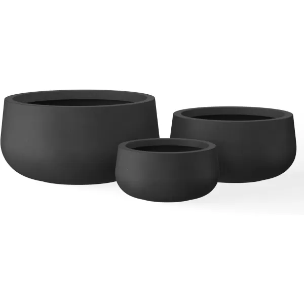 imageKante 196quot157quot118quot Dia Round Concrete Planters Set of 3 Outdoor Indoor Garden Plant Pots with Drainage Hole and Rubber Plug Modern Curvaceous Design Pure WhiteBlack