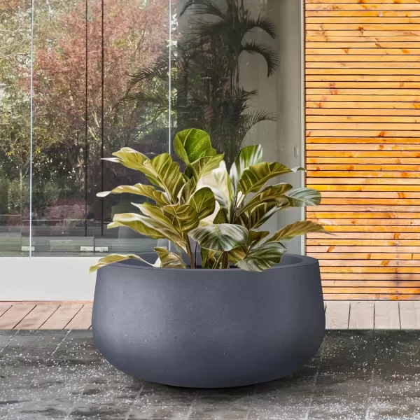 imageKante 196quot157quot118quot Dia Round Concrete Planters Set of 3 Outdoor Indoor Garden Plant Pots with Drainage Hole and Rubber Plug Modern Curvaceous Design Pure WhiteCharcoal