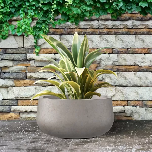 imageKante 196quot157quot118quot Dia Round Concrete Planters Set of 3 Outdoor Indoor Garden Plant Pots with Drainage Hole and Rubber Plug Modern Curvaceous Design Pure WhiteWeathered Concrete