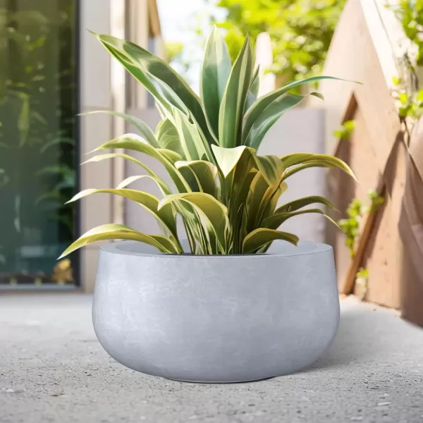 imageKante 196quot157quot118quot Dia Round Concrete Planters Set of 3 Outdoor Indoor Garden Plant Pots with Drainage Hole and Rubber Plug Modern Curvaceous Design Pure WhiteGray
