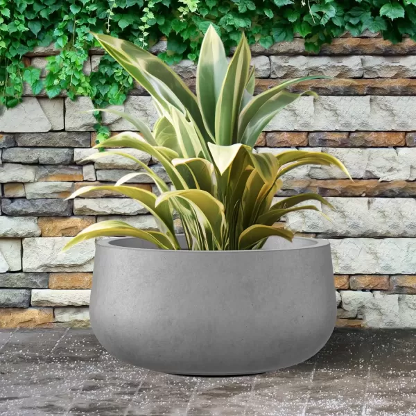 imageKante 196quot157quot118quot Dia Round Concrete Planters Set of 3 Outdoor Indoor Garden Plant Pots with Drainage Hole and Rubber Plug Modern Curvaceous Design Pure WhiteNatural Concrete