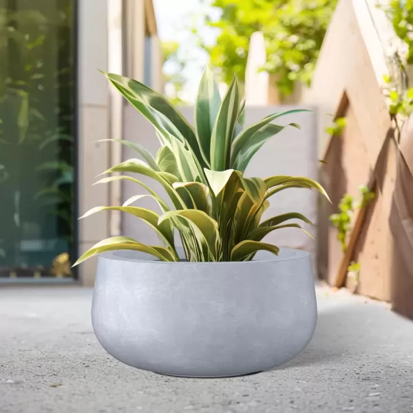 imageKante 196quot157quot118quot Dia Round Concrete Planters Set of 3 Outdoor Indoor Garden Plant Pots with Drainage Hole and Rubber Plug Modern Curvaceous Design Pure WhiteGray
