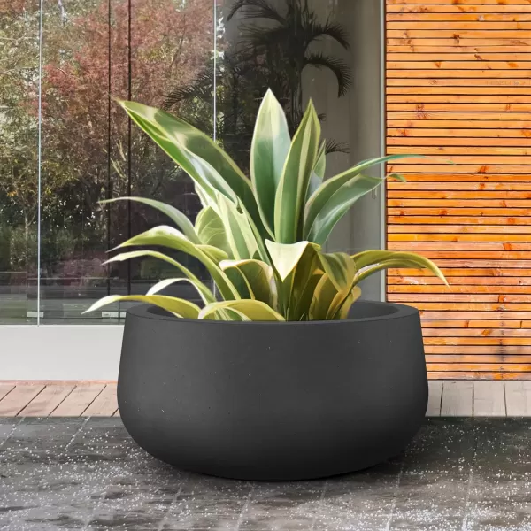 imageKante 196quot157quot118quot Dia Round Concrete Planters Set of 3 Outdoor Indoor Garden Plant Pots with Drainage Hole and Rubber Plug Modern Curvaceous Design Pure WhiteBlack