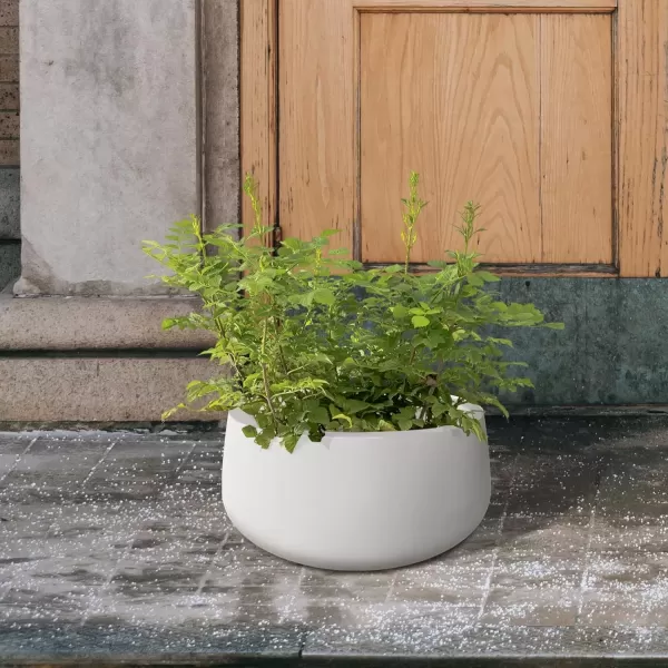 imageKante 196quot157quot118quot Dia Round Concrete Planters Set of 3 Outdoor Indoor Garden Plant Pots with Drainage Hole and Rubber Plug Modern Curvaceous Design Pure WhitePure White