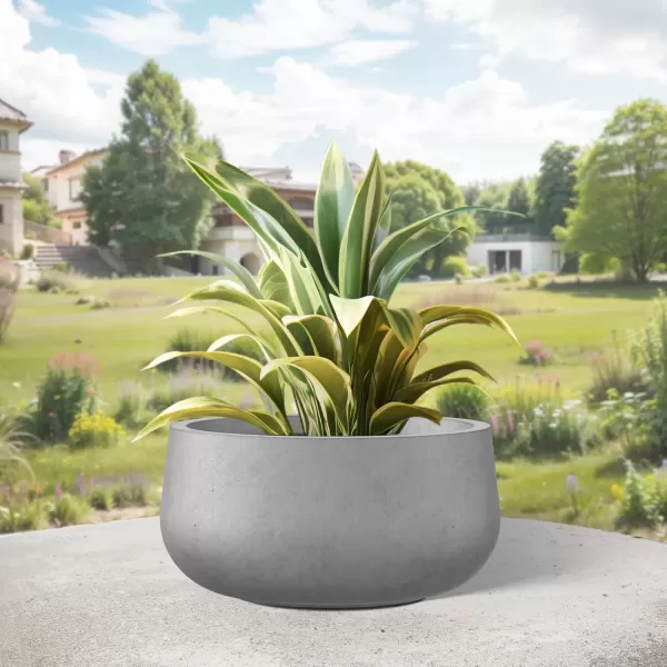 imageKante 196quot157quot118quot Dia Round Concrete Planters Set of 3 Outdoor Indoor Garden Plant Pots with Drainage Hole and Rubber Plug Modern Curvaceous Design Pure WhiteNatural Concrete
