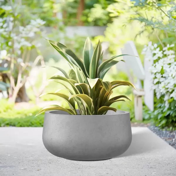 imageKante 196quot157quot118quot Dia Round Concrete Planters Set of 3 Outdoor Indoor Garden Plant Pots with Drainage Hole and Rubber Plug Modern Curvaceous Design Pure WhiteNatural Concrete