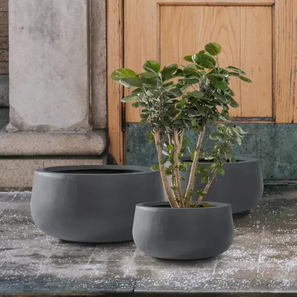 imageKante 196quot157quot118quot Dia Round Concrete Planters Set of 3 Outdoor Indoor Garden Plant Pots with Drainage Hole and Rubber Plug Modern Curvaceous Design Pure WhiteCharcoal