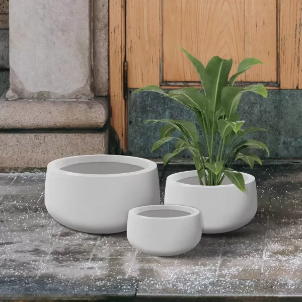 imageKante 196quot157quot118quot Dia Round Concrete Planters Set of 3 Outdoor Indoor Garden Plant Pots with Drainage Hole and Rubber Plug Modern Curvaceous Design Pure WhitePure White