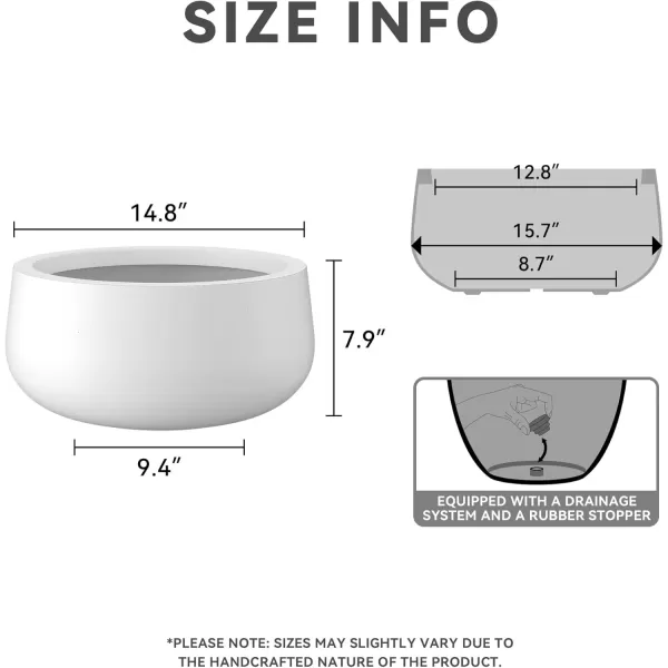 imageKante 196quot157quot118quot Dia Round Concrete Planters Set of 3 Outdoor Indoor Garden Plant Pots with Drainage Hole and Rubber Plug Modern Curvaceous Design Pure WhitePure White