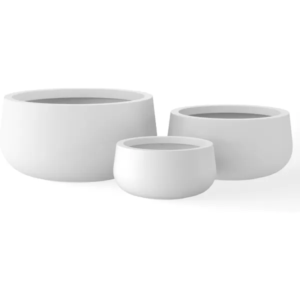 imageKante 196quot157quot118quot Dia Round Concrete Planters Set of 3 Outdoor Indoor Garden Plant Pots with Drainage Hole and Rubber Plug Modern Curvaceous Design Pure WhiteIron Oxide