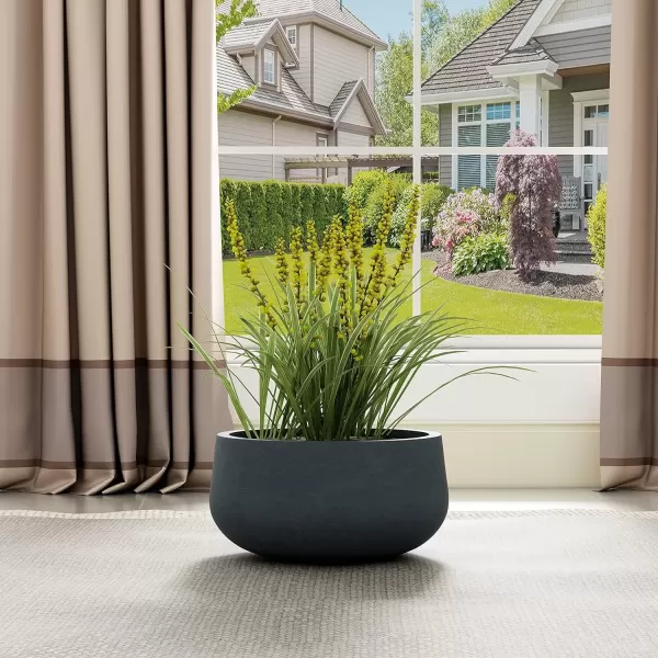 imageKante 196quot157quot118quot Dia Round Concrete Planters Set of 3 Outdoor Indoor Garden Plant Pots with Drainage Hole and Rubber Plug Modern Curvaceous Design Pure WhiteDark Gray