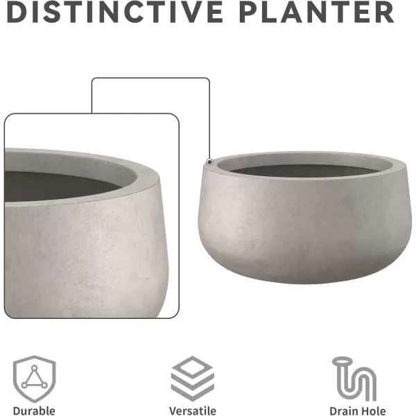 imageKante 196quot157quot118quot Dia Round Concrete Planters Set of 3 Outdoor Indoor Garden Plant Pots with Drainage Hole and Rubber Plug Modern Curvaceous Design Pure WhiteWeathered Concrete