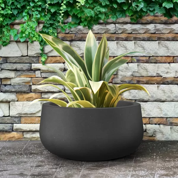 imageKante 196quot157quot118quot Dia Round Concrete Planters Set of 3 Outdoor Indoor Garden Plant Pots with Drainage Hole and Rubber Plug Modern Curvaceous Design Pure WhiteBlack