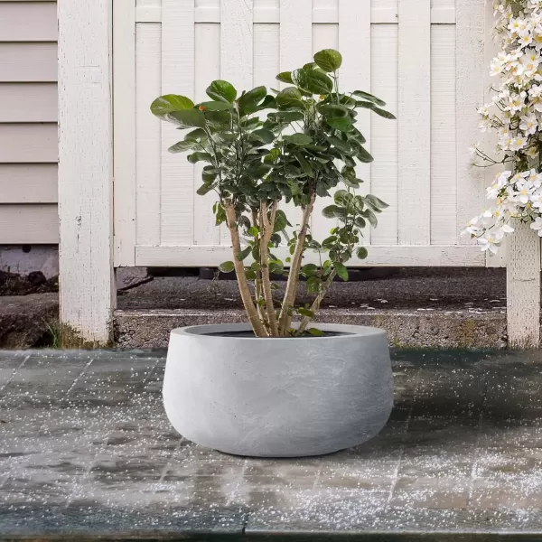 imageKante 196quot157quot118quot Dia Round Concrete Planters Set of 3 Outdoor Indoor Garden Plant Pots with Drainage Hole and Rubber Plug Modern Curvaceous Design Pure WhiteSlate Gray