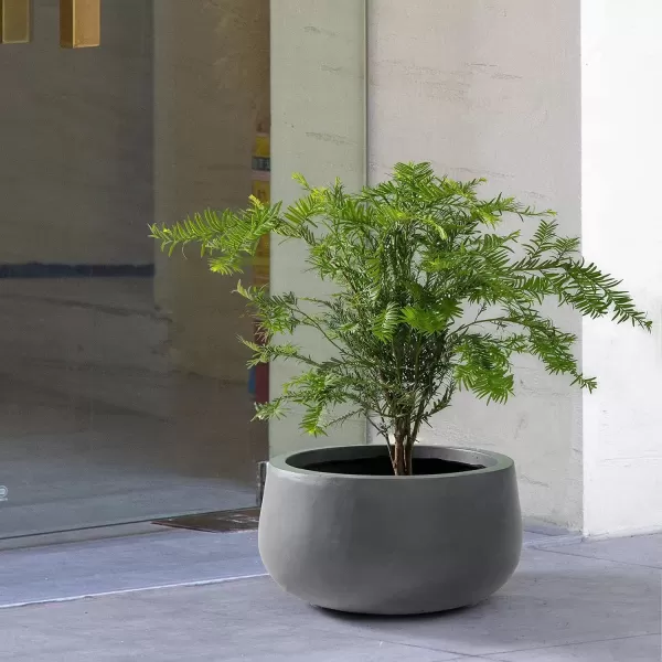 imageKante 196quot157quot118quot Dia Round Concrete Planters Set of 3 Outdoor Indoor Garden Plant Pots with Drainage Hole and Rubber Plug Modern Curvaceous Design Pure WhiteDark Gray