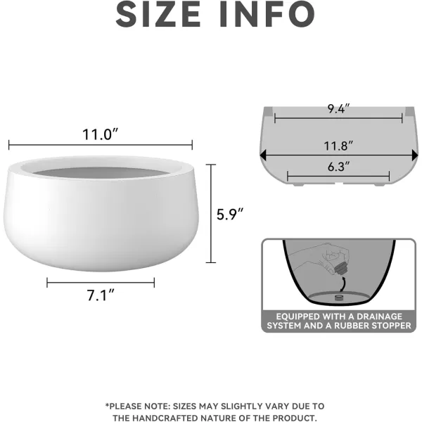 imageKante 196quot157quot118quot Dia Round Concrete Planters Set of 3 Outdoor Indoor Garden Plant Pots with Drainage Hole and Rubber Plug Modern Curvaceous Design Pure WhitePure White