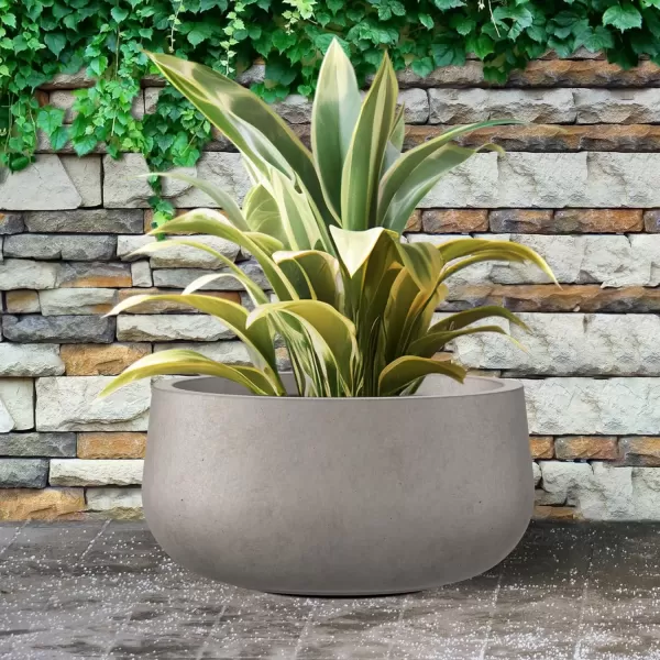 imageKante 196quot157quot118quot Dia Round Concrete Planters Set of 3 Outdoor Indoor Garden Plant Pots with Drainage Hole and Rubber Plug Modern Curvaceous Design Pure WhiteWeathered Concrete