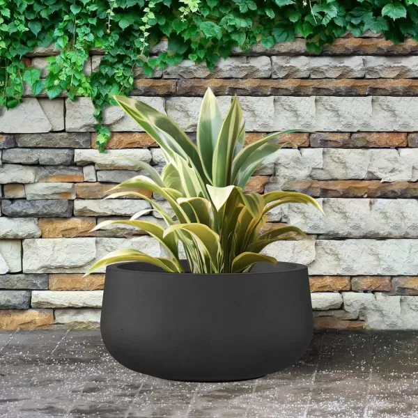 imageKante 196quot157quot118quot Dia Round Concrete Planters Set of 3 Outdoor Indoor Garden Plant Pots with Drainage Hole and Rubber Plug Modern Curvaceous Design Pure WhiteBlack