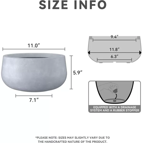 imageKante 196quot157quot118quot Dia Round Concrete Planters Set of 3 Outdoor Indoor Garden Plant Pots with Drainage Hole and Rubber Plug Modern Curvaceous Design Pure WhiteSlate Gray