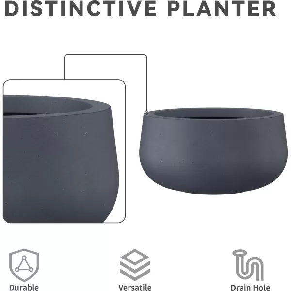 imageKante 196quot157quot118quot Dia Round Concrete Planters Set of 3 Outdoor Indoor Garden Plant Pots with Drainage Hole and Rubber Plug Modern Curvaceous Design Pure WhiteDark Gray