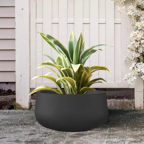 imageKante 196quot157quot118quot Dia Round Concrete Planters Set of 3 Outdoor Indoor Garden Plant Pots with Drainage Hole and Rubber Plug Modern Curvaceous Design Pure WhiteBlack
