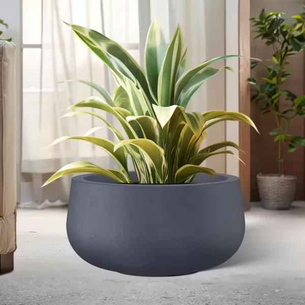 imageKante 196quot157quot118quot Dia Round Concrete Planters Set of 3 Outdoor Indoor Garden Plant Pots with Drainage Hole and Rubber Plug Modern Curvaceous Design Pure WhiteDark Gray
