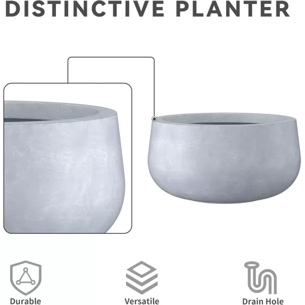 imageKante 196quot157quot118quot Dia Round Concrete Planters Set of 3 Outdoor Indoor Garden Plant Pots with Drainage Hole and Rubber Plug Modern Curvaceous Design Pure WhiteSlate Gray