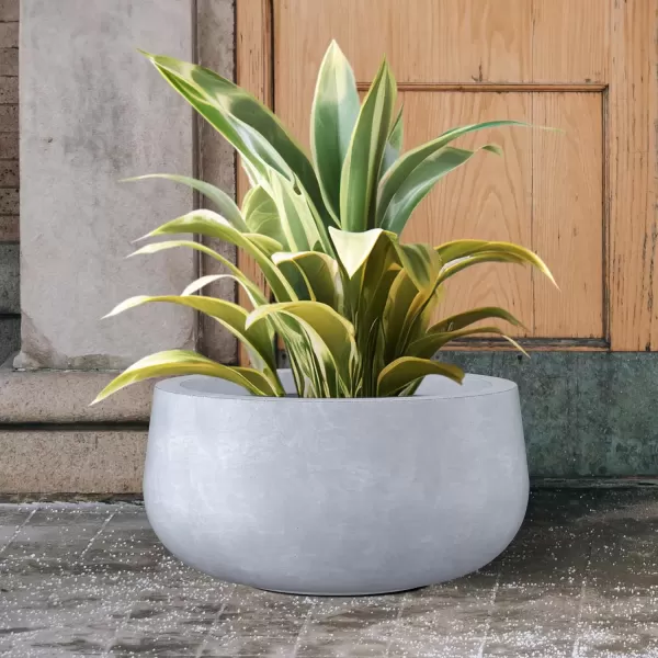 imageKante 196quot157quot118quot Dia Round Concrete Planters Set of 3 Outdoor Indoor Garden Plant Pots with Drainage Hole and Rubber Plug Modern Curvaceous Design Pure WhiteSlate Gray