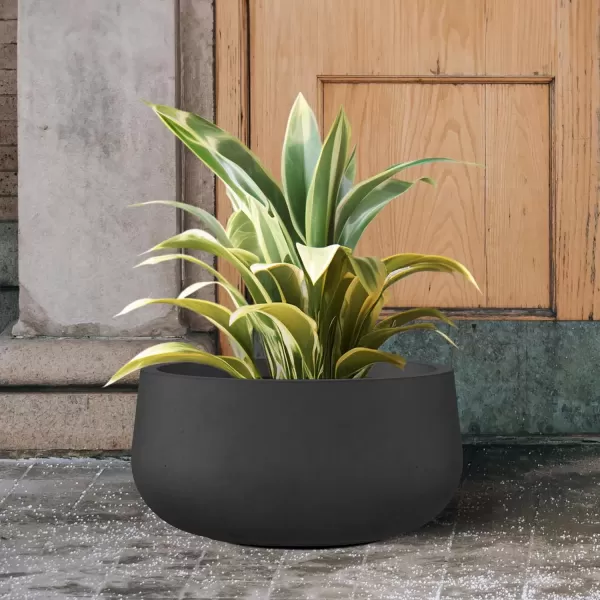 imageKante 196quot157quot118quot Dia Round Concrete Planters Set of 3 Outdoor Indoor Garden Plant Pots with Drainage Hole and Rubber Plug Modern Curvaceous Design Pure WhiteBlack