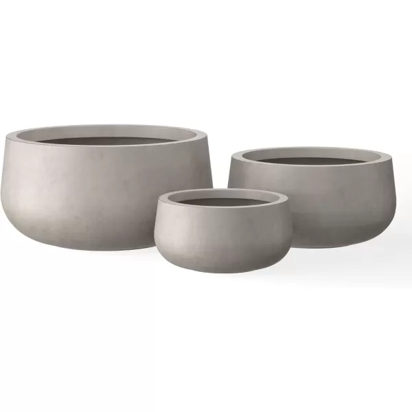imageKante 196quot157quot118quot Dia Round Concrete Planters Set of 3 Outdoor Indoor Garden Plant Pots with Drainage Hole and Rubber Plug Modern Curvaceous Design Pure WhiteWeathered Concrete
