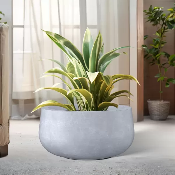 imageKante 196quot157quot118quot Dia Round Concrete Planters Set of 3 Outdoor Indoor Garden Plant Pots with Drainage Hole and Rubber Plug Modern Curvaceous Design Pure WhiteGray