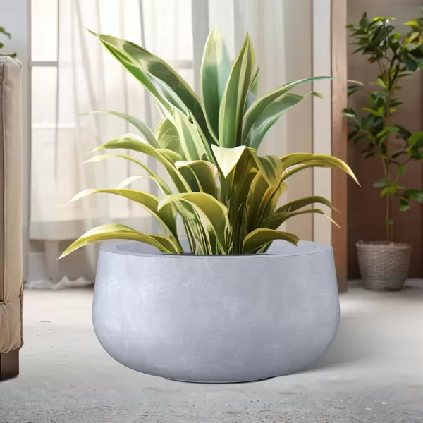imageKante 196quot157quot118quot Dia Round Concrete Planters Set of 3 Outdoor Indoor Garden Plant Pots with Drainage Hole and Rubber Plug Modern Curvaceous Design Pure WhiteGray