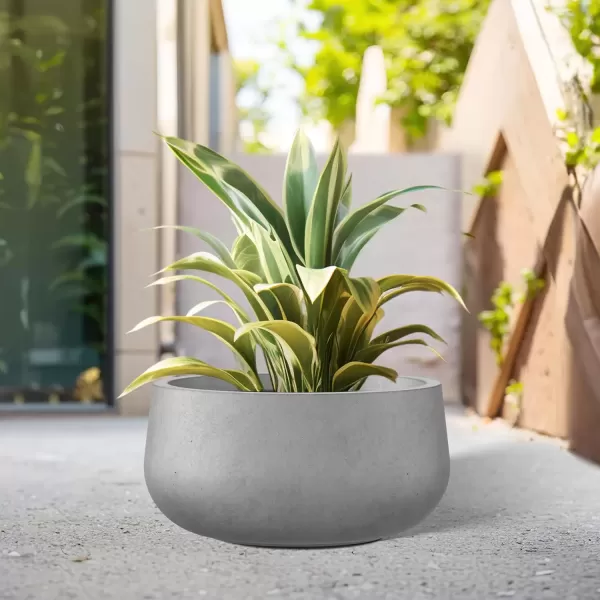 imageKante 196quot157quot118quot Dia Round Concrete Planters Set of 3 Outdoor Indoor Garden Plant Pots with Drainage Hole and Rubber Plug Modern Curvaceous Design Pure WhiteNatural Concrete