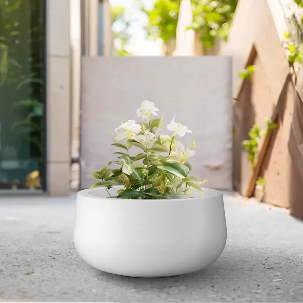 imageKante 196quot157quot118quot Dia Round Concrete Planters Set of 3 Outdoor Indoor Garden Plant Pots with Drainage Hole and Rubber Plug Modern Curvaceous Design Pure WhitePure White