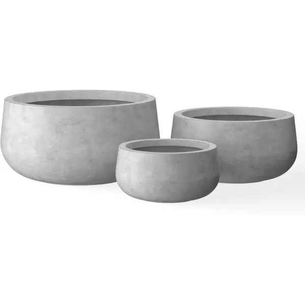 imageKante 196quot157quot118quot Dia Round Concrete Planters Set of 3 Outdoor Indoor Garden Plant Pots with Drainage Hole and Rubber Plug Modern Curvaceous Design Pure WhiteNatural Concrete