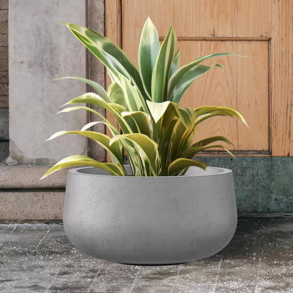 imageKante 196quot157quot118quot Dia Round Concrete Planters Set of 3 Outdoor Indoor Garden Plant Pots with Drainage Hole and Rubber Plug Modern Curvaceous Design Pure WhiteNatural Concrete
