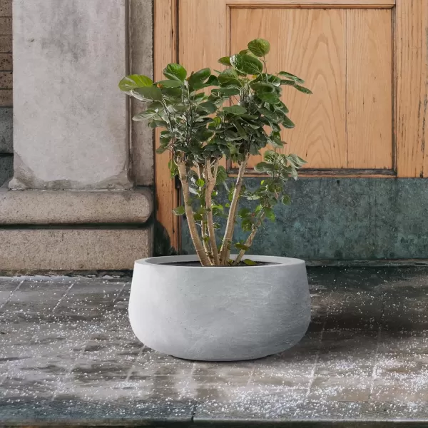 imageKante 196quot157quot118quot Dia Round Concrete Planters Set of 3 Outdoor Indoor Garden Plant Pots with Drainage Hole and Rubber Plug Modern Curvaceous Design Pure WhiteSlate Gray