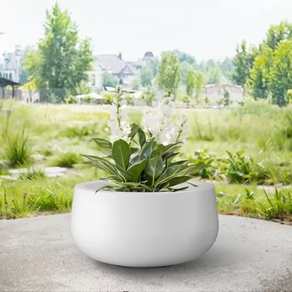 imageKante 196quot157quot118quot Dia Round Concrete Planters Set of 3 Outdoor Indoor Garden Plant Pots with Drainage Hole and Rubber Plug Modern Curvaceous Design Pure WhitePure White