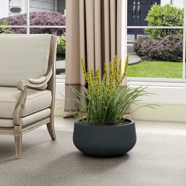 imageKante 196quot157quot118quot Dia Round Concrete Planters Set of 3 Outdoor Indoor Garden Plant Pots with Drainage Hole and Rubber Plug Modern Curvaceous Design Pure WhiteDark Gray