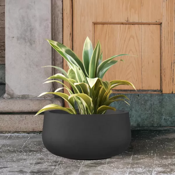 imageKante 196quot157quot118quot Dia Round Concrete Planters Set of 3 Outdoor Indoor Garden Plant Pots with Drainage Hole and Rubber Plug Modern Curvaceous Design Pure WhiteBlack