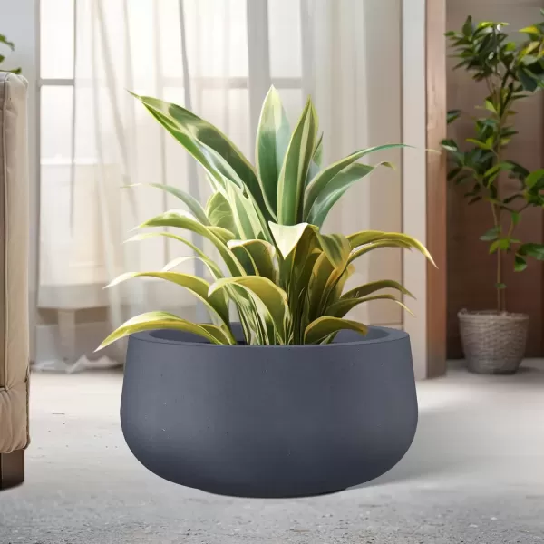 imageKante 196quot157quot118quot Dia Round Concrete Planters Set of 3 Outdoor Indoor Garden Plant Pots with Drainage Hole and Rubber Plug Modern Curvaceous Design Pure WhiteDark Gray