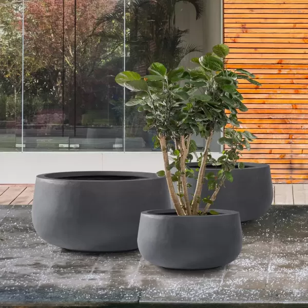 imageKante 196quot157quot118quot Dia Round Concrete Planters Set of 3 Outdoor Indoor Garden Plant Pots with Drainage Hole and Rubber Plug Modern Curvaceous Design Pure WhiteCharcoal