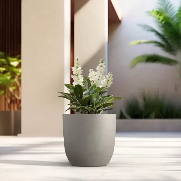 imageKante 20quot165quot134quot Dia Round Concrete Planters Set of 3 Outdoor Indoor Modern Decorative Plant Pots with Drainage Hole ampamp Rubber Plug for Home ampamp Garden Pure WhiteWeathered Concrete