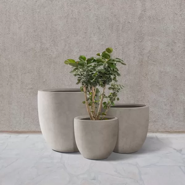 imageKante 20quot165quot134quot Dia Round Concrete Planters Set of 3 Outdoor Indoor Modern Decorative Plant Pots with Drainage Hole ampamp Rubber Plug for Home ampamp Garden Pure WhiteWeathered Concrete