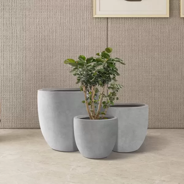 imageKante 20quot165quot134quot Dia Round Concrete Planters Set of 3 Outdoor Indoor Modern Decorative Plant Pots with Drainage Hole ampamp Rubber Plug for Home ampamp Garden Pure WhiteNatural Concrete