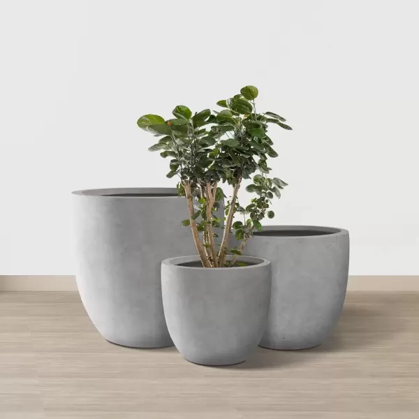 imageKante 20quot165quot134quot Dia Round Concrete Planters Set of 3 Outdoor Indoor Modern Decorative Plant Pots with Drainage Hole ampamp Rubber Plug for Home ampamp Garden Pure WhiteNatural Concrete